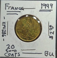 Brilliant uncirculated 1999 French coin