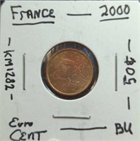 Brilliant uncirculated 2000 French coin