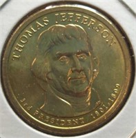 AU Thomas Jefferson, US presidential $1 coin