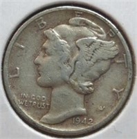 Silver 1942 Mercury dime