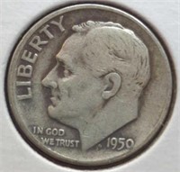 Silver 1950 Mercury dime