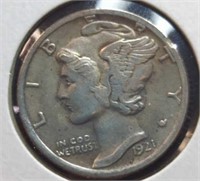 Silver 1921D Mercury dime
