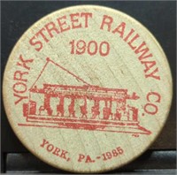 York Street, railway company 1985 wooden nickel
