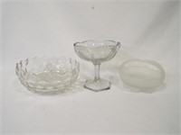 (3) Glass Candy Dishes Nut Bowls (1) Frosted