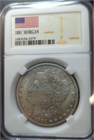 Slabbed 1881 Morgan Dollar token