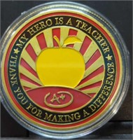 My hero is a teacher challenge coin