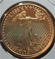 One oz fine copper coin walking Liberty
