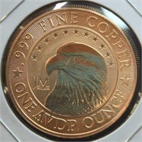 One oz fine copper coin eagle