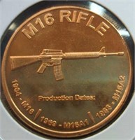 One oz fine copper coin M16 rifle