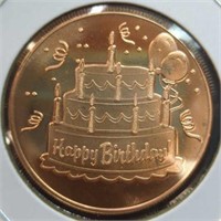 One oz fine copper coin Happy birthday!