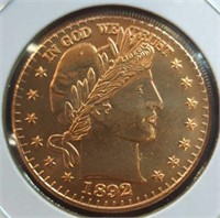 One oz fine copper coin