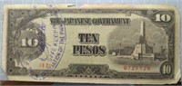 The Japanese government 10 pesos bank note