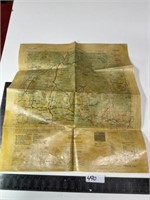Old map YONCHON Korea old, yellow, waxy paper map