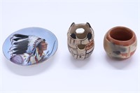 Native American Miniature Pots & Chief Plate (Bava