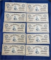 Facsimile confederate paper money $50 lot of 10