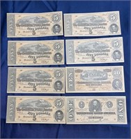 Facsimile confederate paper money $10 $5 $1