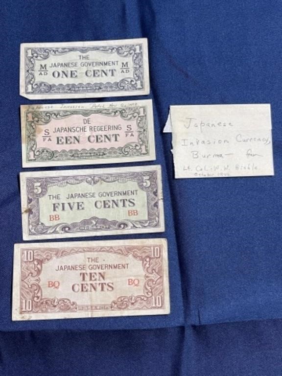 Japanese invasion currency from Lt. Col. W. W.