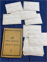 1916 Military Field message sketch book, with