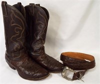 Larry Mahan Full Ostrich Leather Men's Boots