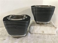 Pair of Harley-Davidson Silver Cylinder Jugs