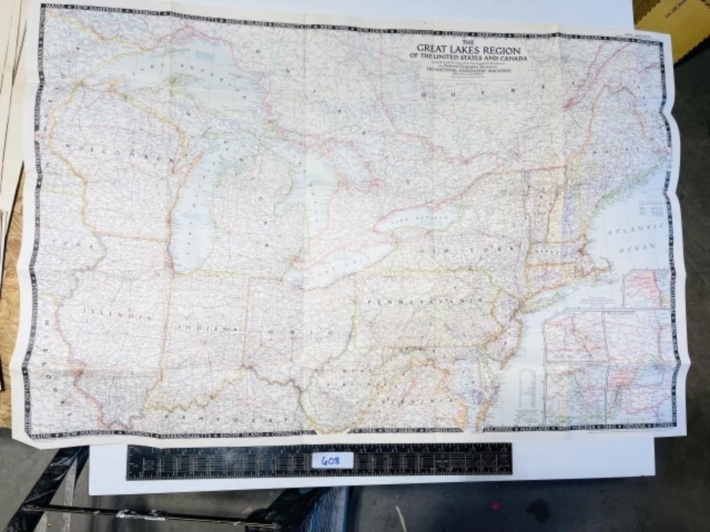 1953 great lakes region map United States and