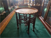 Vintage Turkish Brass & Wood Folding Table