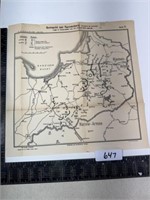 Old map German military wartime map 1914-1918