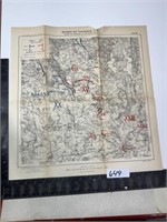 Old map German military wartime map 1914 SCHLACHT