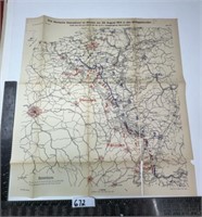 Old MAP FRANCE FRENCH GERMAN 1914 wartime map