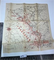 Old MAP FRENCH GERMAN 1914 wartime map