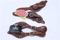 Tooled Leather Spur Straps - NEW - 2 pairs