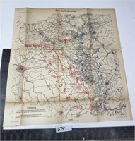 Old MAP FRENCH GERMAN 1914 wartime map 1914-1918
