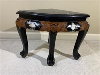 20th C Black Lacquer & Wood, Mother of Pearl Stool