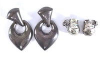 Sterling Silver Vintage Earrings - Two Pairs Mexic