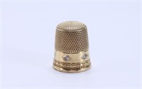 14k Gold Antique Thimble with Diamonds - 3g