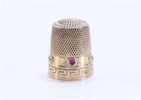 10k Gold Diamond & Ruby Antique Thimble - 2.9g