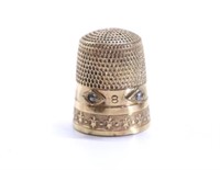 10k Gold Diamond Antique Thimble - size 9