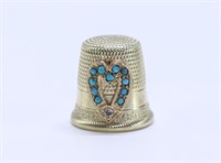 14k Gold & Turquoise Antique Thimble - 4 grams