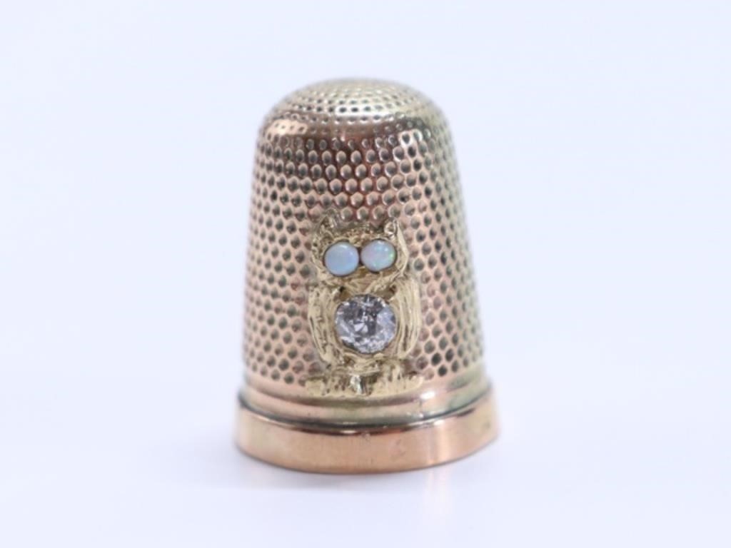 10k Gold, Diamond & Opal Thimble - 2.5 grams