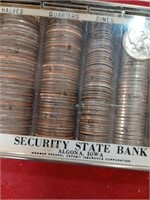 coin bank full halfs, quaters, dimes, nickels,
