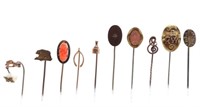 (10) Antique Hat Stick Pins incl 10k