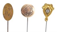 (3) Vtg GLP & Co. Marked Hat Stick Pins