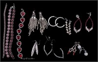 Rhinestone Bracelets & Earrings