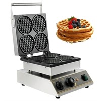 1 VEVOR Commercial Round Waffle Maker 4pcs