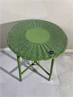 Vintage Lime Green Wicker Side Table
