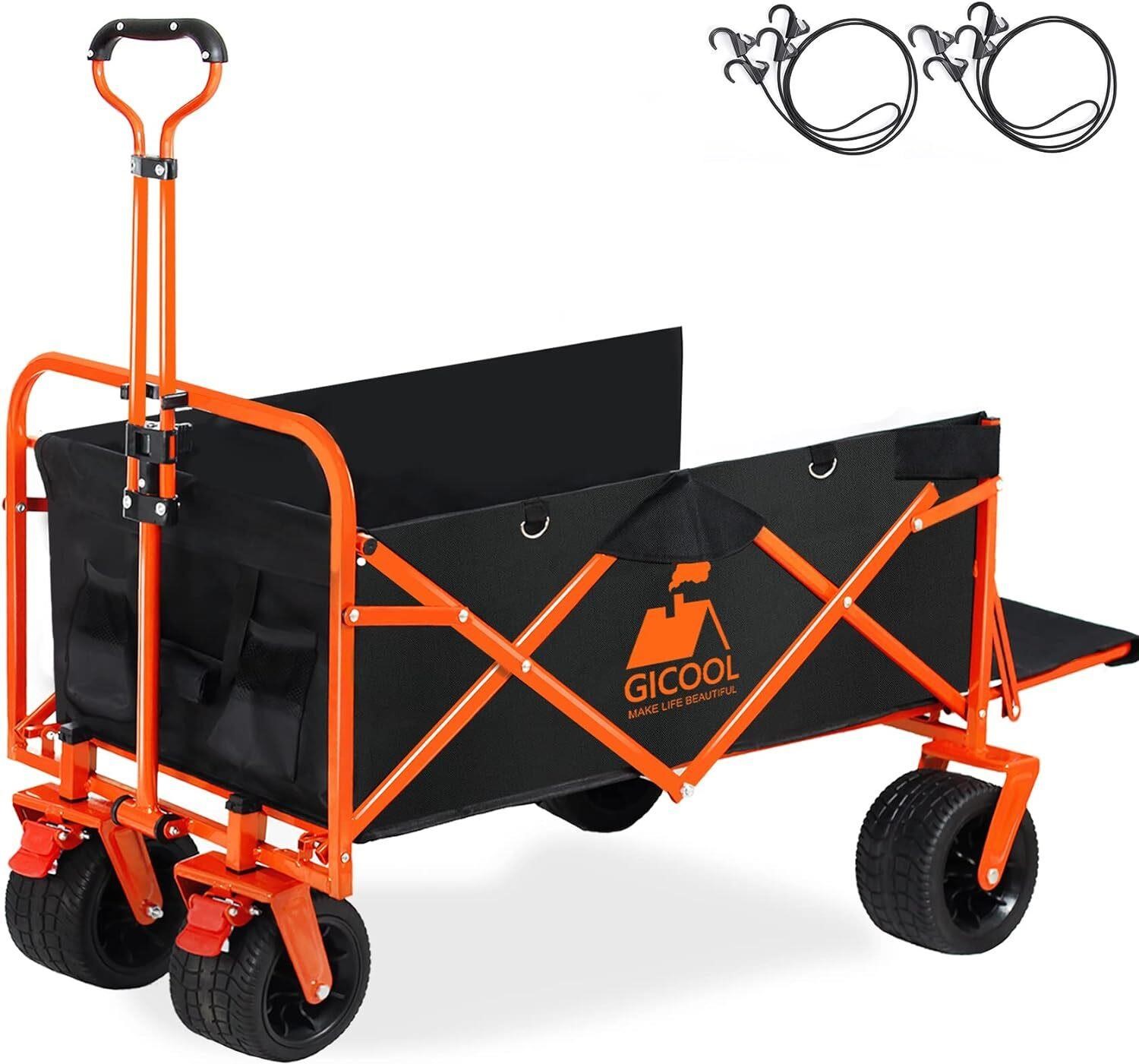 GICOOL Collapsible Wagon Cart  Big Wheels & Brake