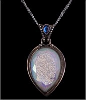 Sterling Silver Iolite & Drusy Quartz Necklace