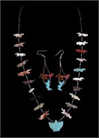 Native American Fetish Necklace & Earring Set