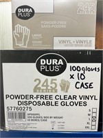 PowderFree Clear Vinyl Gloves L PK/100 CS/10