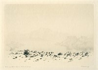 George Elbert Burr "A Mirage" signed etching / dry
